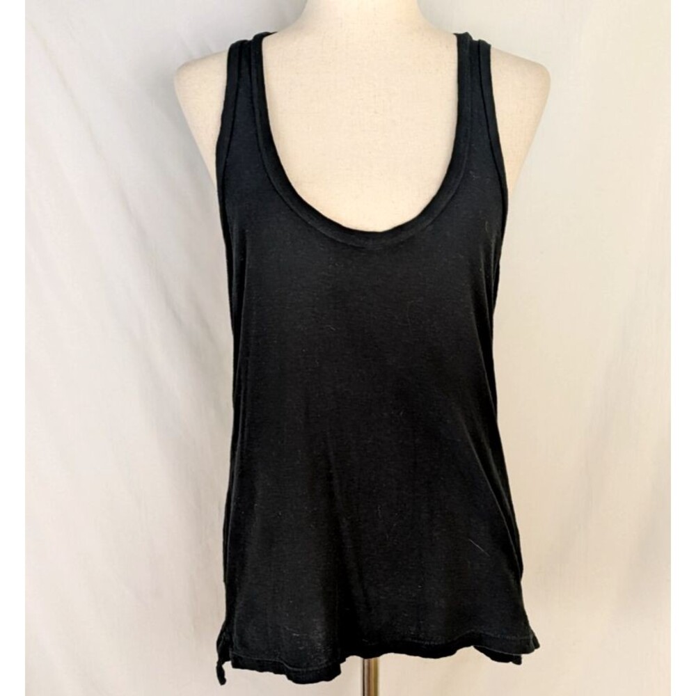 Standard James Perse Black 100% Cotton Size 2 Scoop Neck Tank Top